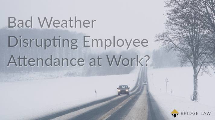 Bridge Law Solicitors Limited, January 22nd 2019 Blog. Snow on Roads, Bad Weather, Travel Disruptions Causing Employee Absence. Employment Law for Businesses 